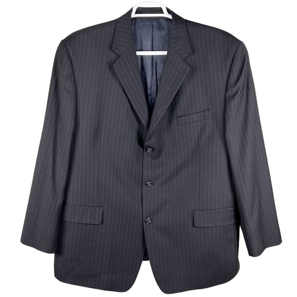 Calvin Klein Mens 44R Blue Pinstripe Wool Single Breasted Sport Coat Old Money - Picture 15 of 16